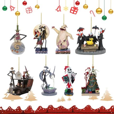 8 pezzi di ornamenti da appendere all'albero di Natale in acrilico, decorazioni natalizie di Halloween, decorazioni natalizie di Halloween (1/5)