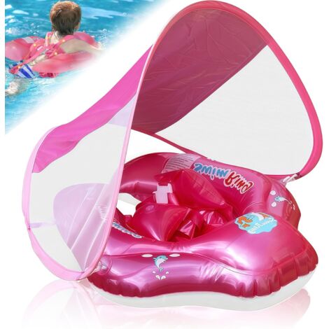 Salvagente per neonati con tettuccio parasole, salvagente con protezione solare, ausilio per il nuoto per neonati, giocattolo per bambini, età 6-36 mesi, ausilio per il nuoto per bambini