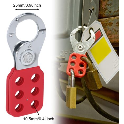 Lucchetto con chiusura a scatto, diametro gancio: 2,5 cm, lucchetto con custodia rivestita in plastica rossa, gancio in alluminio, per forziere del tesoro