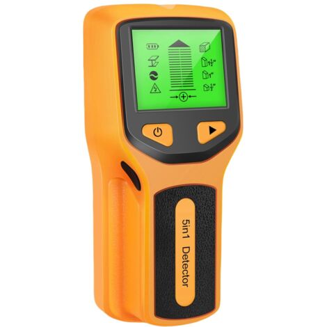 Rilevatore di montanti con sensore scanner da parete, 5 in 1, display LCD HD, ABS, rilevatore elettronico di montanti per tubi in legno, cavi CA in metallo (giallo)