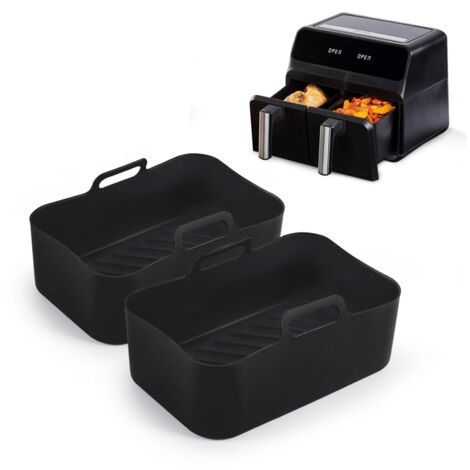 Pentola in silicone per friggitrice ad aria doppia Ninjas, cestello per friggitrice ad aria in silicone a doppia friggitrice ad aria, forno e microonde, cestino da forno in silicone riutilizzabile