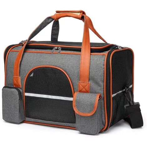 Borsa per il trasporto di gatti, 45x28x23cm, zaino da viaggio portatile per cani, marsupio per gatti con tappetino in flanella per animali domestici, tessuto a rete traspirante, adatta fino a 7 kg, gr (1/5)