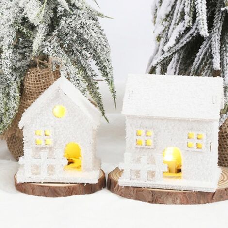 Casette Natalizie Luminose LED, 3 Pezzi - Villaggio Bianco Decorativo Con Luci Calde Per Interni
