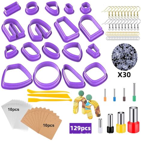 Set di 129 formine per biscotti in Fimo, formine per pasta polimerica - Formine per biscotti a forma di pasta polimerica, per tagliare forme uniche, per creare orecchini colorati e unici