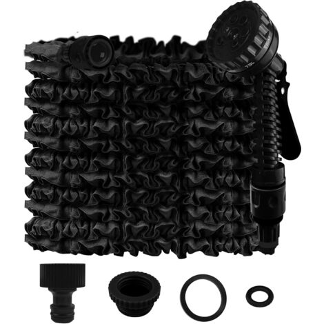 Tubo da giardino estensibile da 30 m, tubo da giardino estensibile con 7 modalità di spruzzo, tubo flessibile per irrigazione, leggero e facile da riporre per irrigazione, giardino, pulizia (nero) (1/5)