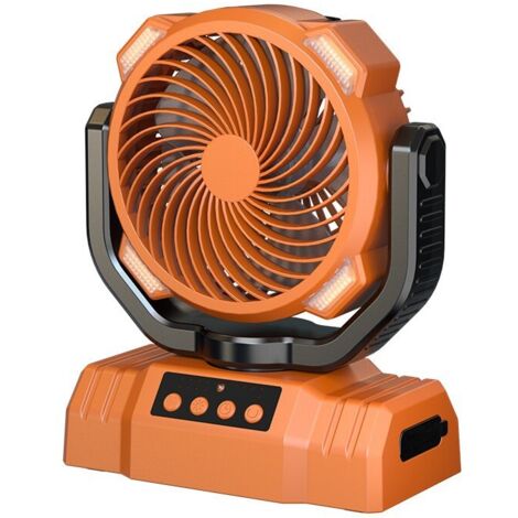 Ventilatore Da Tavolo Da Campeggio, Ventilatore Ricaricabile Tramite Usb Batteria Da 20000 Mah Con Luce A Led Arancione 92566145