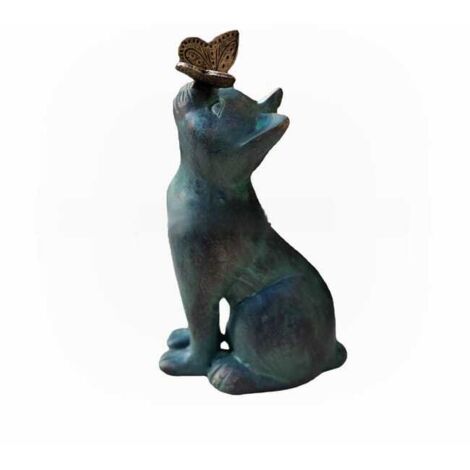 Statua di gatto da giardino, statua di gatto e farfalla da giardino, decorazione da giardino per esterni, statua decorativa per esterni (1/5)