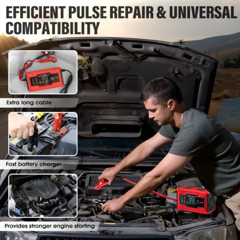 Caricabatterie Intelligente ISurnergy 12V/24V 15A, Con Riparazione, Modalità Invernale, Display LCD, Mantenitore Batteria