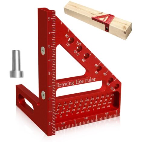 Righello di misurazione multiangolo 3D, squadra da carpentiere, squadra ad alta precisione per lavorazione del legno, misurazione di layout, righello di tracciatura, goniometro quadrato in alluminio d (1/5)