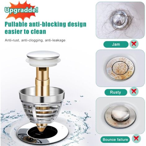 Tappo Universale Per Lavello In Acciaio Inox Cromato 46 Mm - Con Impugnatura Ergonomica, Guarnizione Stagna Per Bagno E Cucina