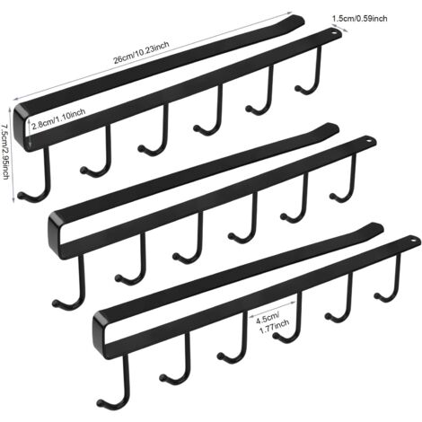 RONYOUNG Ganci Porta Tazze E Utensili – Set Da 6 – In Ferro Robusti Per Cucina – Salvaspazio