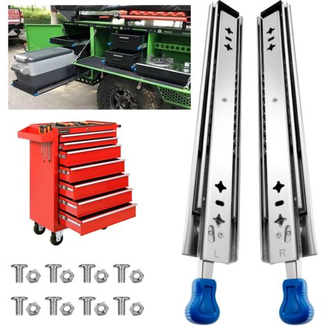 Coppia di guide per cassetti con serratura per impieghi gravosi da 12" - Guide per cassetti a estensione completa con serratura, capacità di carico di 250 libbre, montaggio laterale - Guida di bloccag (1/5)