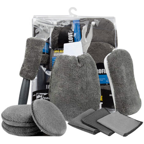 Strumenti professionali per la pulizia dell'auto, kit di lavaggio in microfibra, kit di pulizia per auto in microfibra, panni e guanti per la pulizia (grigio) (1/5)