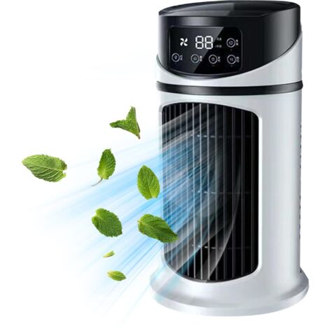 Condizionatori d'aria, piccolo ventilatore con 6 velocità AC con serbatoio d'acqua da 300 ml Raffreddatore d'aria evaporativo 6 ore Mini condizionatore d'aria per casa e ufficio, 9,5