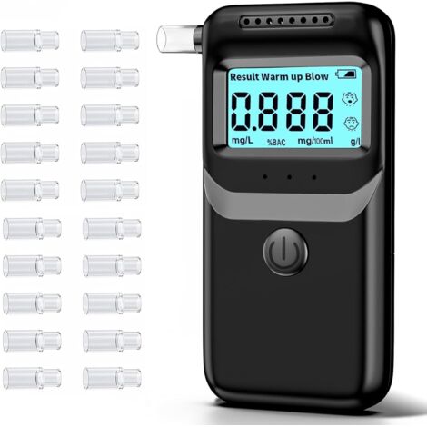 Etilometro elettronico, etilometro, etilometro elettronico approvato NF con display digitale LCD blu, etilometro professionale per uso domestico con 20 bocchini