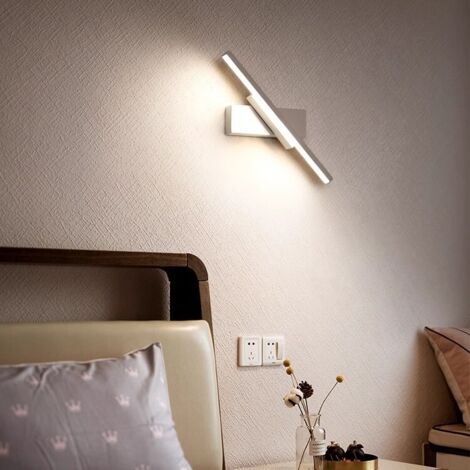 Lampada da specchio a LED per bagno, 30 cm, 3 impostazioni di temperatura colore, lampada da parete per bagno, lampada da parete girevole a 330°, lampada da interno da 7 W, bianca