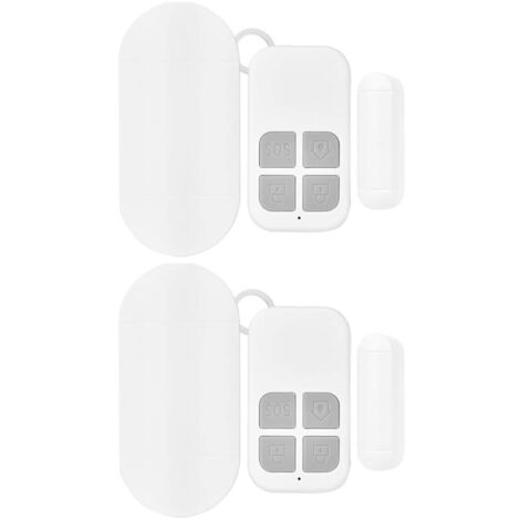 Confezione da 2 sensori di allarme per porte e finestre con 2 telecomandi, rilevatori magnetici di sicurezza domestica wireless da 130 dB, allarme per la casa (1/5)