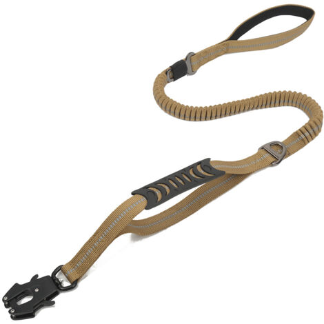 Guinzaglio per cani, tenuta forte, guinzaglio tattico per cani - Guinzaglio elastico riflettente con impugnatura morbida imbottita e cintura di sicurezza per auto - Gancio in metallo per cani di gross