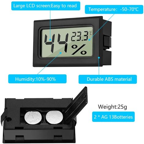 Confezione da 12 mini misuratori di temperatura elettronici digitali, umidità, termometro per interni, igrometro, con LCD, indicata in Fahrenheit (℉), umidificatori, serre, giardini, cantine