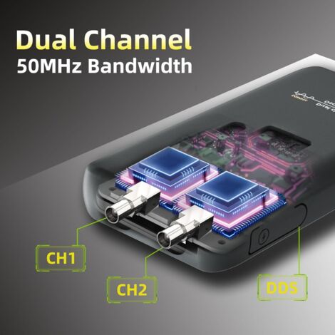 Oscilloscopio digitale portatile a 2 canali da 50 MHz, angolo di visione completo da 3,98 pollici, touch screen, generatore di segnale ricaricabile, oscilloscopio portatile per elettronica automobilis