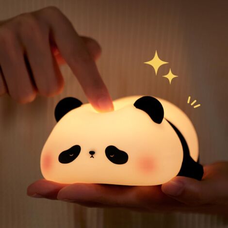 Luce notturna a forma di panda per bambini, lampada notturna dimmerabile con 3 modalità di luce, timer, controllo touch, ricaricabile tramite USB in silicone (Panda A)