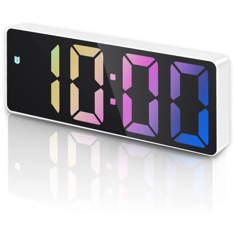 Sveglia digitale, orologio digitale con display LED, temperatura e data, orologio digitale con funzione snooze, alimentazione tramite USB/batteria, controllo vocale, numeri bianchi e colorati