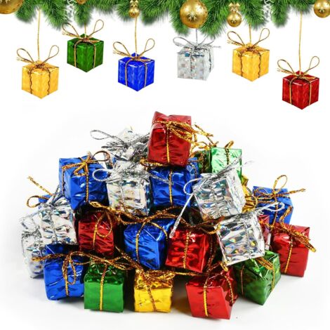 60 pezzi di regali di Natale finti, decorazioni per alberi di Natale, scatole regalo in schiuma natalizia, mini scatole lucide, ornamenti lucidi in miniatura di Natale (1/5)