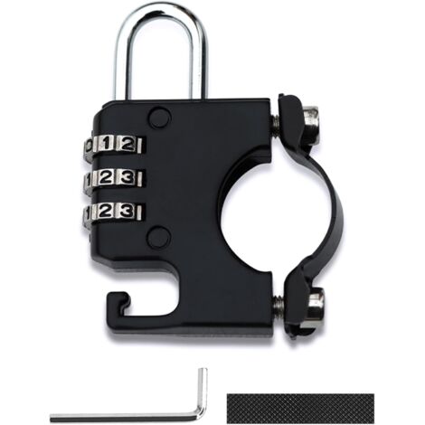 Lucchetto a combinazione per caschi da moto, scooter e bicicletta, per manubri da 22 a 28 mm