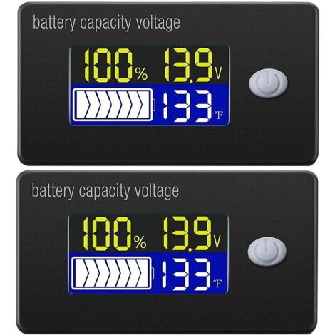 Indicatore di capacità della batteria da 12 V, display LCD, voltmetro, tester di temperatura (1/5)