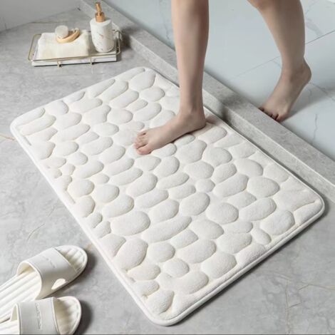 Tappetino da bagno in memory foam, tappetino da bagno assorbente, tappetino da bagno morbido lavabile in lavatrice, per doccia, 40 x 60 cm, bianco (1/5)