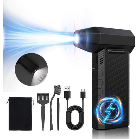 Soffiatore ad aria compressa, ventilatore ad aria secca PC Bomb, ventilatore senza fili da 50000 giri/min con batteria da 10000 mAh, luce LED per auto, casa, tastiera, PC (t0020)