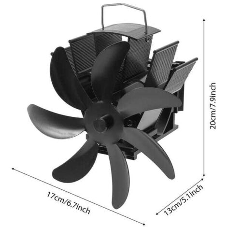 Ventilatore per stufa a 7 pale alimentato a calore per camino a legna, distribuzione efficiente del calore, sicurezza per stufa a legna, bruciatore a legna