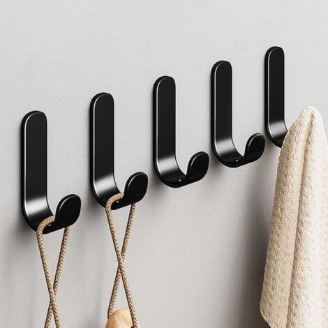 6 Ganci Adesivi In Ottone Nero Con Viti E Colla - Portata 4kg, Per Cucina E Bagno - 4