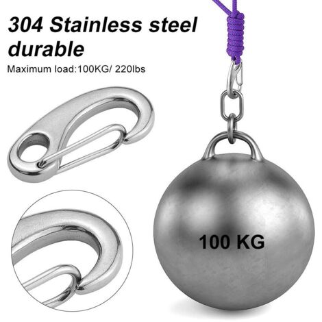 pezzi moschettone da arrampicata in acciaio inox moschettone a molla carico massimo 100 kg per amaca altalena campeggio escursionismo all'aperto - argento (1/4)