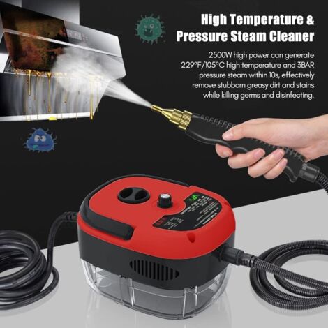 Pulitore a vapore da 2500 W, pulitore a vapore portatile, serbatoio dell'acqua di grande capacità da 1000 ml, con 3 testine regolabili su 6 livelli, pulitore a vapore multifunzionale a riscaldamento r (1/4)