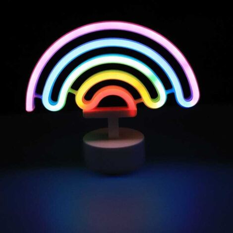 Insegna al neon arcobaleno, luce notturna al neon, luce decorativa per insegna al neon alimentata tramite USB/batteria, decorazione da parete per feste di compleanno, camera da letto (1/4)