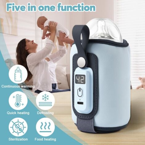 Scalda biberon, scalda pappe portatile per bambini, temperatura regolabile, scalda latte materno, borsa termostatica con timer digitale, display LCD, controllo per tutti i biberon. (1/4)