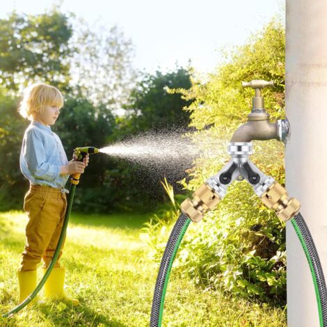 Distributore Acqua A Y 2 Vie Per Tubo Giardino - Connettore Con Valvole A Sfera Regolabili - 2