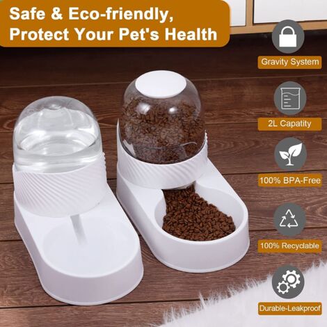 Distributore automatico di cibo e acqua per gatti e animali domestici - 2 L - Bianco (1/4)