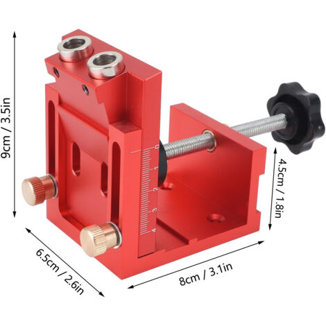 Kit di fori tascabili, dima per foratura obliqua per lavorazione del legno, guida di foratura regolabile per lavorazione del legno, posizionatore per fori obliqui per lavorazione del legno (1/4)
