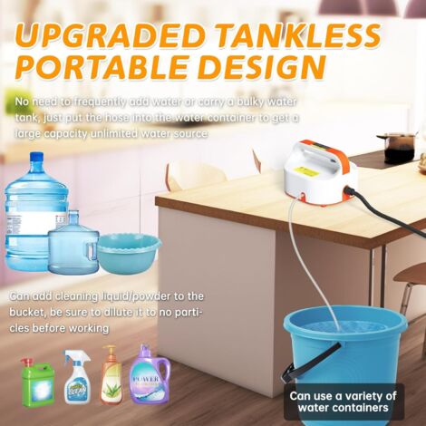 Pulitore a vapore da 3800 W, pulitore a vapore per divani, design senza serbatoio dell'acqua con tubo di aspirazione da 1,1 m, con 3 testine regolabili in 6 livelli, riscaldamento rapido in 10 secondi