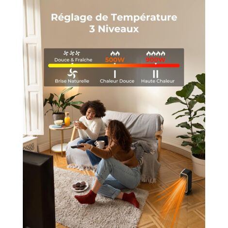 Riscaldatore elettrico PTC da 500 W, protezione antiribaltamento e surriscaldamento, silenzioso, leggero e portatile, adatto per soggiorni, camere da letto e uffici [classe di efficienza energetica A] (1/4)