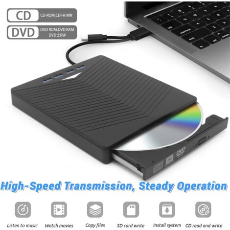 Masterizzatore CD/DVD esterno, unità esterna portatile, masterizzatore DVD/BD 4k con USB 3.0 tipo C, masterizzatore ottico per PC Windows 11 10 8 7