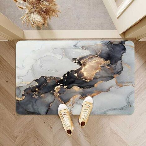 Stillshine Set 3 Pezzi Tappetini Bagno 3D Marmo Rosa, Flanella Morbida Assorbente, Con Tappeto Sagomato A U E Coprisedile WC, Antiscivolo, 40x60 Cm - 3