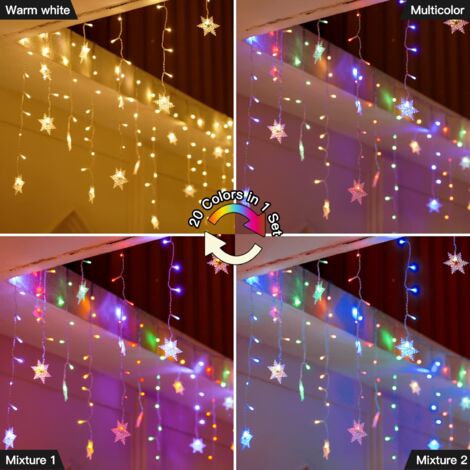 Luci a LED da 31 V e 9 m - 360 luci con pendenti a forma di fiocco di neve, telecomando a 6 modalità, effetto ghiaccio fatato (1/4)