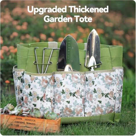 Set di attrezzi da giardino, 9 pezzi di attrezzi da giardino con organizer e borsa, set di attrezzi da giardino antiruggine ed ergonomico, regalo ideale per le donne e adatto agli amanti del giardinag