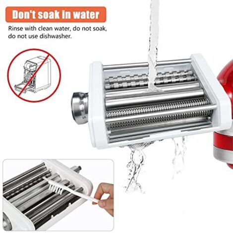 Accessorio per macchina per la pasta in acciaio inossidabile, rullo per pasta e taglierina per impastatrici, include una spazzola per la pulizia per una facile manutenzione.