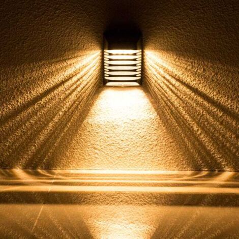 Set di 6 luci solari da esterno, luci da parete solari impermeabili con modalità respirazione/costante, luci solari per recinzioni, luci da giardino
