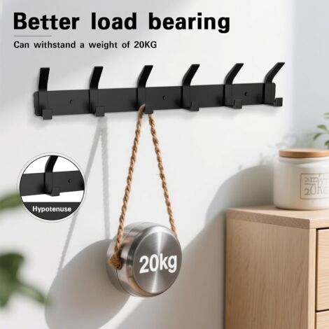 Appendiabiti da parete Galerie SV, appendiabiti da parete a 2 pezzi con 6 ganci, appendiabiti da parete, appendiabiti da parete senza fori, gancio appendiabiti da parete per cucina, bagno e camera da  (1/4)
