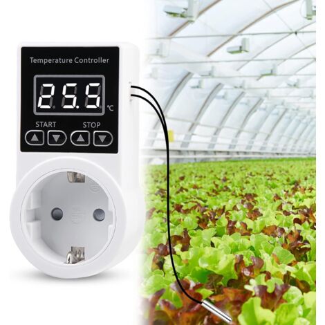 spina per termostato digitale - Regolatore di temperatura con sonda Termostato digitale riscaldatore con display LCD per rettili, incubatrice, serra, acquacoltura (1/4)